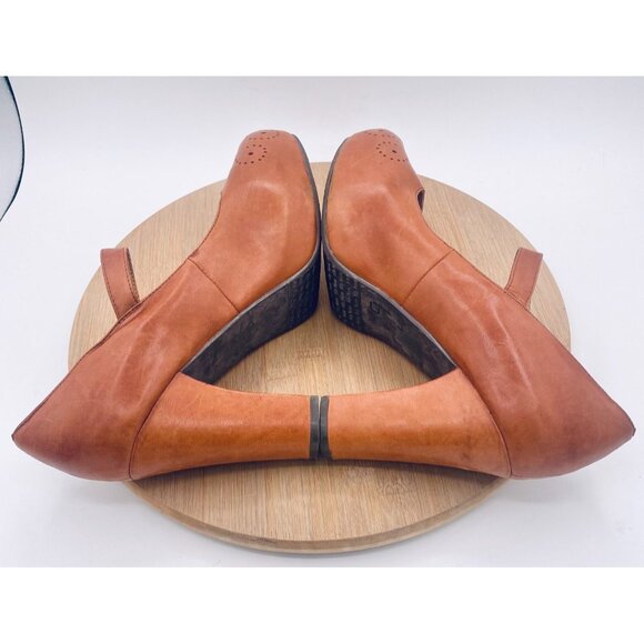 Miz Mooz Heels Womens 10 Brown Leather Mary Jane Platforms Cottage - Picture 10 of 11